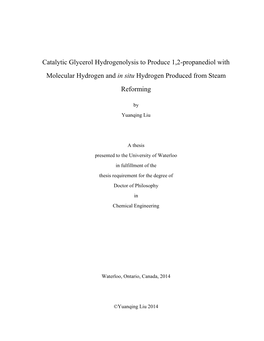 Catalytic Glycerol Hydrogenolysis to Produce 1,2-Propanediol with Molecular Hydrogen and in Situ Hydrogen Produced from Steam Reforming