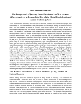 The Long Month of January: Intensification of Conflicts Between Different Projects in Iran and the Rise of the Global Confederation of Iranian Students (GCIS)