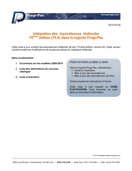 Intégration Des Équivalences Hollander 75 Édition