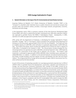 ESRS Ituango Hydroelectric Project