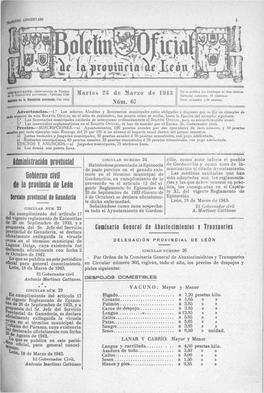 R Admímstratíóii Prbhbeial Gobierno Civil De La Provincia De León Serfiho Provincial De Ganadería Comisarla General De Atas