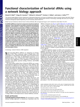 Functional Characterization of Bacterial Srnas Using a Network Biology Approach