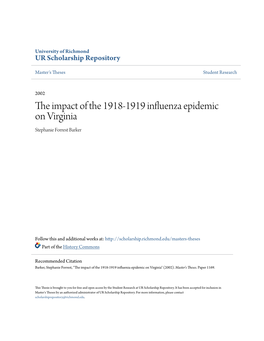 The Impact of the 1918-1919 Influenza Epidemic on Virginia Stephanie Forrest Barker