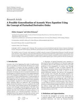 A Possible Generalization of Acoustic Wave Equation Using the Concept of Perturbed Derivative Order