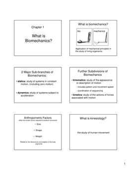 What Is Biomechanics? Chapter 1 Bio Mechanics What Is Biomechanics?