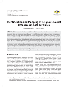 Identification and Mapping of Religious Tourist Resources in Kashmir Valley Manjula Chaudhary*, Naser Ul Islam**