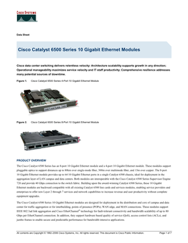 Cisco Catalyst 6500 Series 10 Gigabit Ethernet Modules
