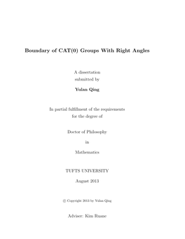 Boundary of CAT(0) Groups with Right Angles