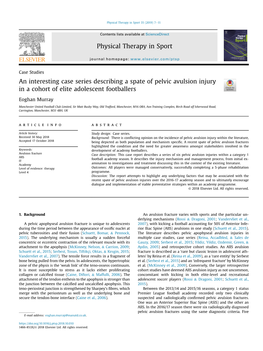 An Interesting Case Series Describing a Spate of Pelvic Avulsion Injury in a Cohort of Elite Adolescent Footballers