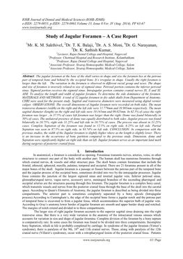 Study of Jugular Foramen – a Case Report