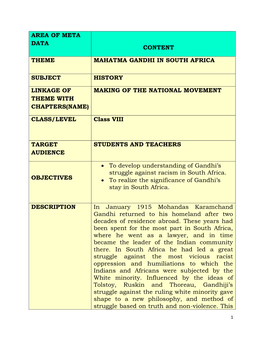 Area of Meta Data Content Theme Mahatma Gandhi In