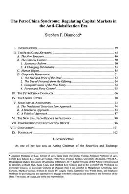 The Petrochina Syndrome: Regulating Capital Markets in the Anti-Globalization Era