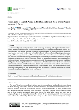 Biomolecules of Interest Present in the Main Industrial Wood Species Used in Indonesia-A Review