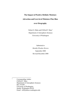 The Impact of Positive Definite Moisture Advection and Low-Level