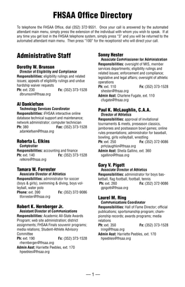 FHSAA Office Directory