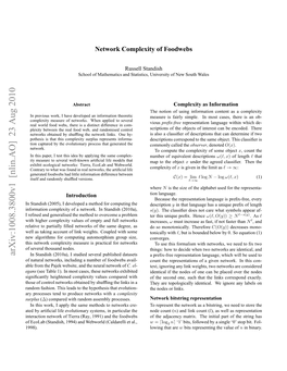 Network Complexity of Foodwebs