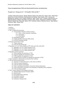 1114 Tissue Transglutaminase (TG2) and Mitochondrial Function And