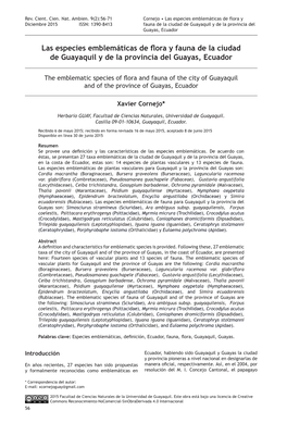 Las Especies Emblemáticas De Flora Y Fauna De La Ciudad De Guayaquil Y De La Provincia Del Guayas, Ecuador