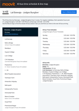 43 Bus Time Schedule & Line Route