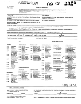 Larry Morrison, Et Al. V. Barclays Bank Plc, Et Al. 09-CV-02326-Complaint