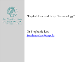 English Law and Legal Terminology