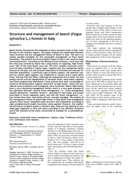 Structure and Management of Beech (Fagus Sylvatica L.) Forests in Italy