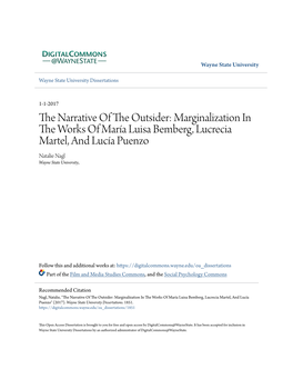MARGINALIZATION in the WORKS of MARÍA LUISA BEMBERG, LUCRECIA MARTEL, and LUCÍA PUENZO By