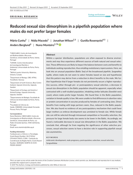 Reduced Sexual Size Dimorphism in a Pipefish Population Where Males Do Not Prefer Larger Females