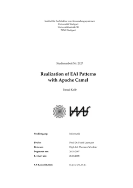 Realization of EAI Patterns with Apache Camel