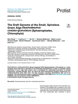The Draft Genome of the Small, Spineless Green Alga
