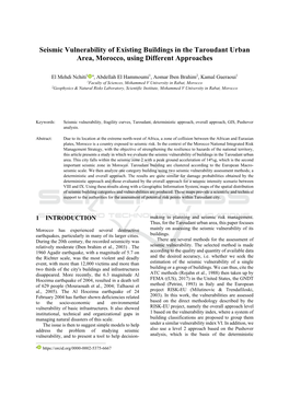 Seismic Vulnerability of Existing Buildings in the Taroudant Urban Area, Morocco, Using Different Approaches