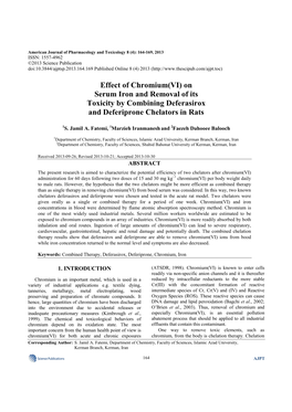 Effect of Chromium(VI) on Serum Iron and Removal of Its Toxicity by Combining Deferasirox and Deferiprone Chelators in Rats
