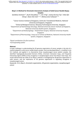 A Method for Chromatin Interactome Analysis of Solid Cancer