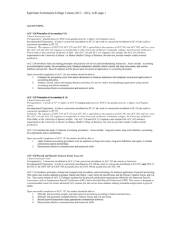 Kapi'olani Community College Courses 2021 – 2022, A-B, Page 1