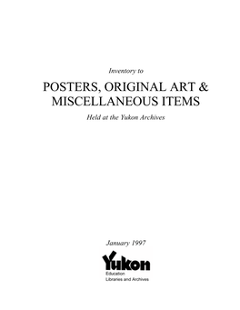 Inventory to Posters, Original Art and Miscellaneous Items