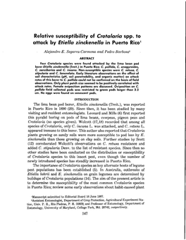 Relative Susceptibility of Crotalaria Spp. to Attack by Etiella Zinckenella in Puerto Rico1
