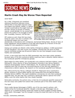 Sciencenews: Marlin Crash May Be Worse Than Reported