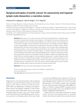 Surgical Principles of Penile Cancer for Penectomy and Inguinal Lymph Node Dissection: a Narrative Review