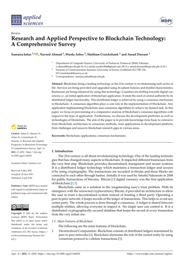 Research and Applied Perspective to Blockchain Technology: a Comprehensive Survey