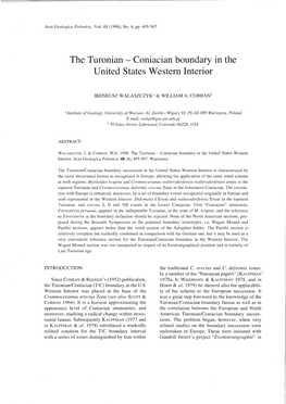 The Turonian - Coniacian Boundary in the United States Western Interior