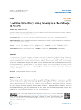 Revision Rhinoplasty Using Autologous Rib Cartilage in Asians