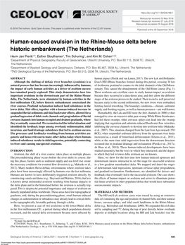 Human-Caused Avulsion in the Rhine-Meuse Delta Before Historic Embankment (The Netherlands) Harm Jan Pierik1,*, Esther Stouthamer1, Tim Schuring1, and Kim M