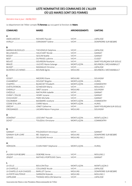 Liste Nomination Des Communes