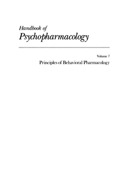 Handbook of Psychopharmacology