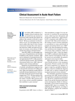 Clinical Assessment in Acute Heart Failure