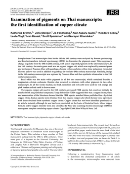 Examination of Pigments on Thai Manuscripts: the ﬁrst Identiﬁcation of Copper Citrate