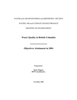 Water Quality in British Columbia