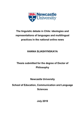 The Linguistic Debate in Chile: Ideologies and Representations of Languages and Multilingual Practices in the National Online News