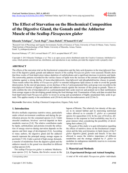The Effect of Starvation on the Biochemical Composition of the Digestive Gland, the Gonads and the Adductor Muscle of the Scallop Flexopecten Glaber