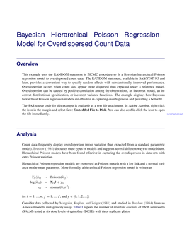 Bayesian Hierarchical Poisson Regression Model for Overdispersed Count Data